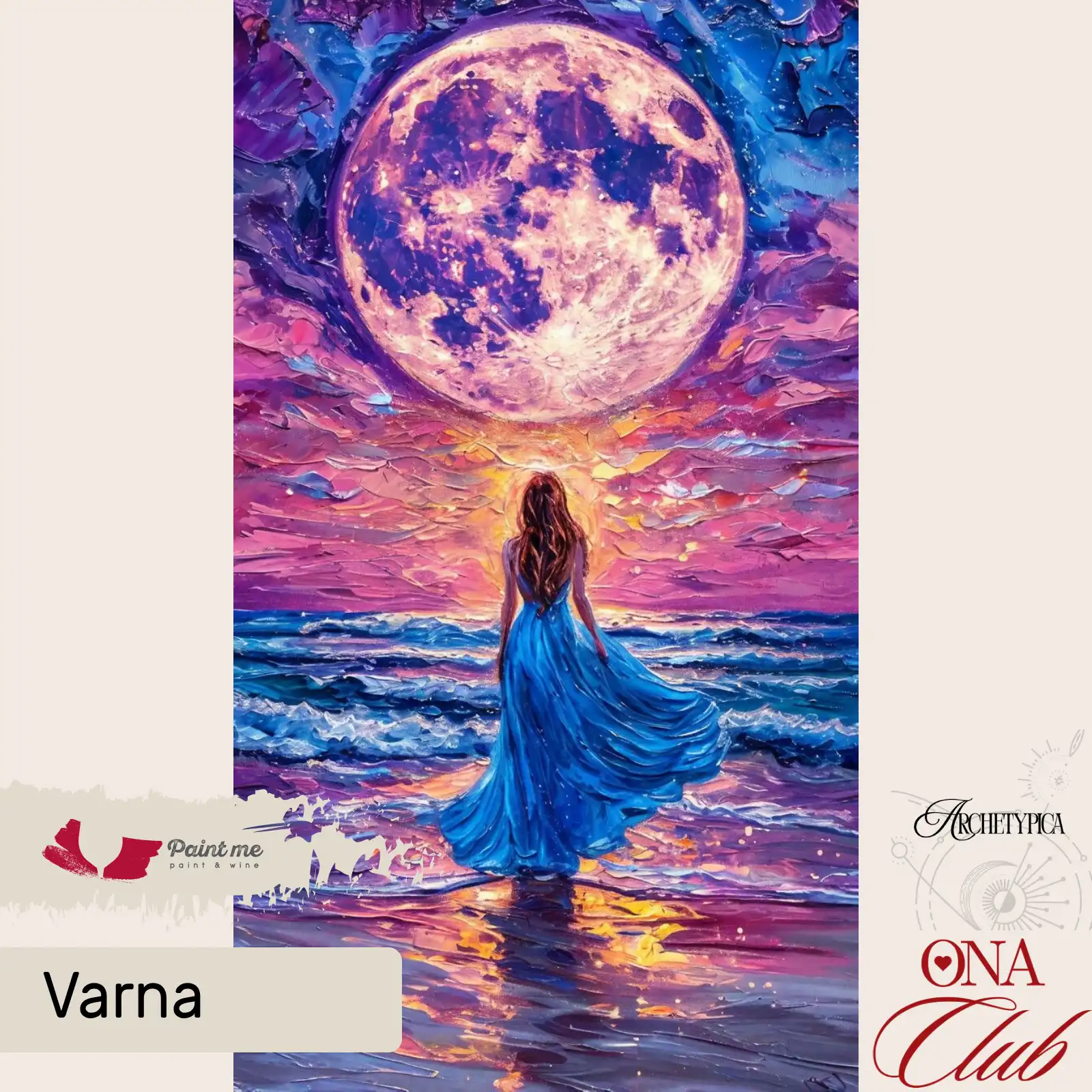 Рисуване и Вино "Жена и Луна"