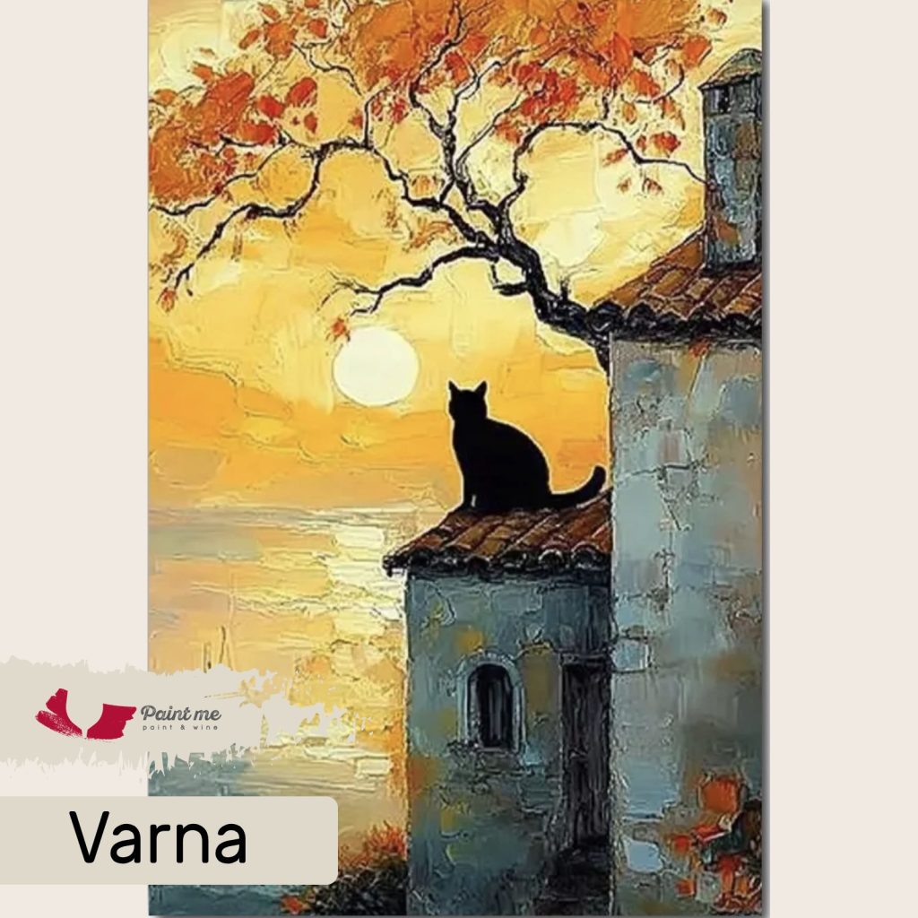 Рисуване и Вино "Котка по залез"